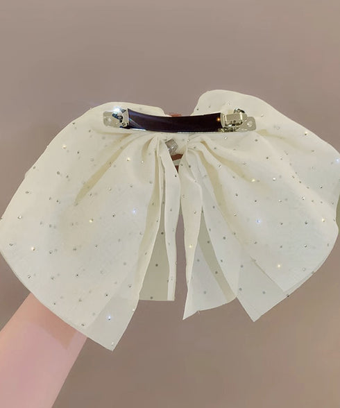 ビッグリボン バレッタ ヘアクリップ上品 おしゃれ ヘアアクセサリー レディース キラキラ まとめ髪 大人かわいい ヘアアレンジ 大きめ 髪飾り リボンクリップ 88CXH-111